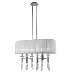 3853-6+6L/TIFFANY/CHROME+WH SHADE-люстра (MANTRA)