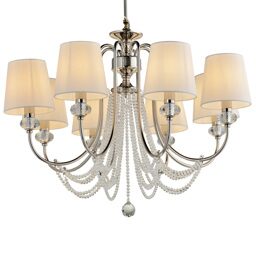 P2396-8 Iron+ cleare crystal+ fabric shade Люстра (MODERN LAMP)