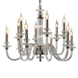 P9477-6+6 Nickel/Iron+clear glass+clear crystal Люстра (MODERN LAMP)