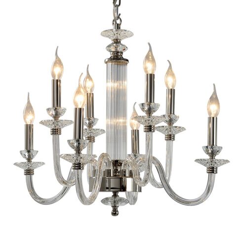 P9477-4+4 Nickel/Iron+clear glass+clear crystal Люстра (MODERN LAMP)