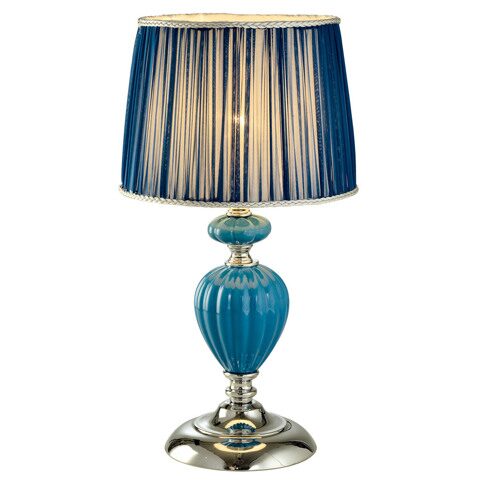 T2321-1B Chrome/Iron+Dark Blue fabric shade+ Ceramic Настольная лампа (MODERN LAMP)