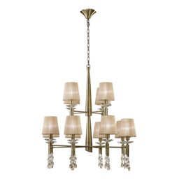 3870-12+12L/TIFFANY/ANTIQUE BRASS+SOFT BRONZE SHADE-люстра (MANTRA)