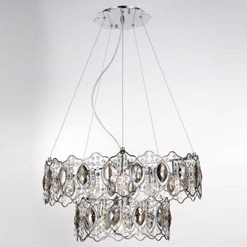 P6919/09A(CR)-chrome/clear+deepgrey cristals-подвесной светильник (OLVA decor)
