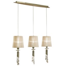 3875-3+3 L/TIFFANY/ANTIQUE BRASS+SOFT BRONZE SHADE-подвесной светильник (MANTRA)