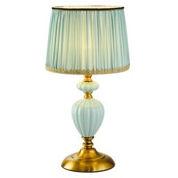 T2321-1A Gold Brass/Iron+Light Blue fabric shade+ Ceramic Настольная лампа (MODERN LAMP)