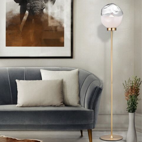ML10701-1-310T-WHITE+CLEAR glass/brass- напольный светильник (PRIMA LUCE_M)